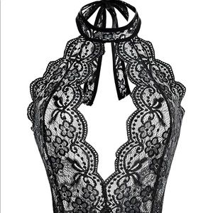 Two pieces of lace lingerie black and red